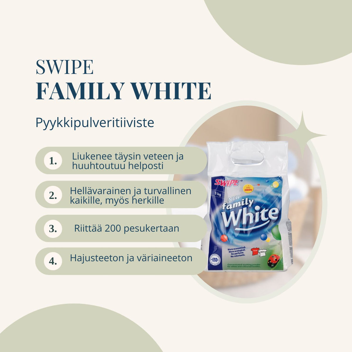 Family White -pyykinpesujauhe 3 kg (pussi)