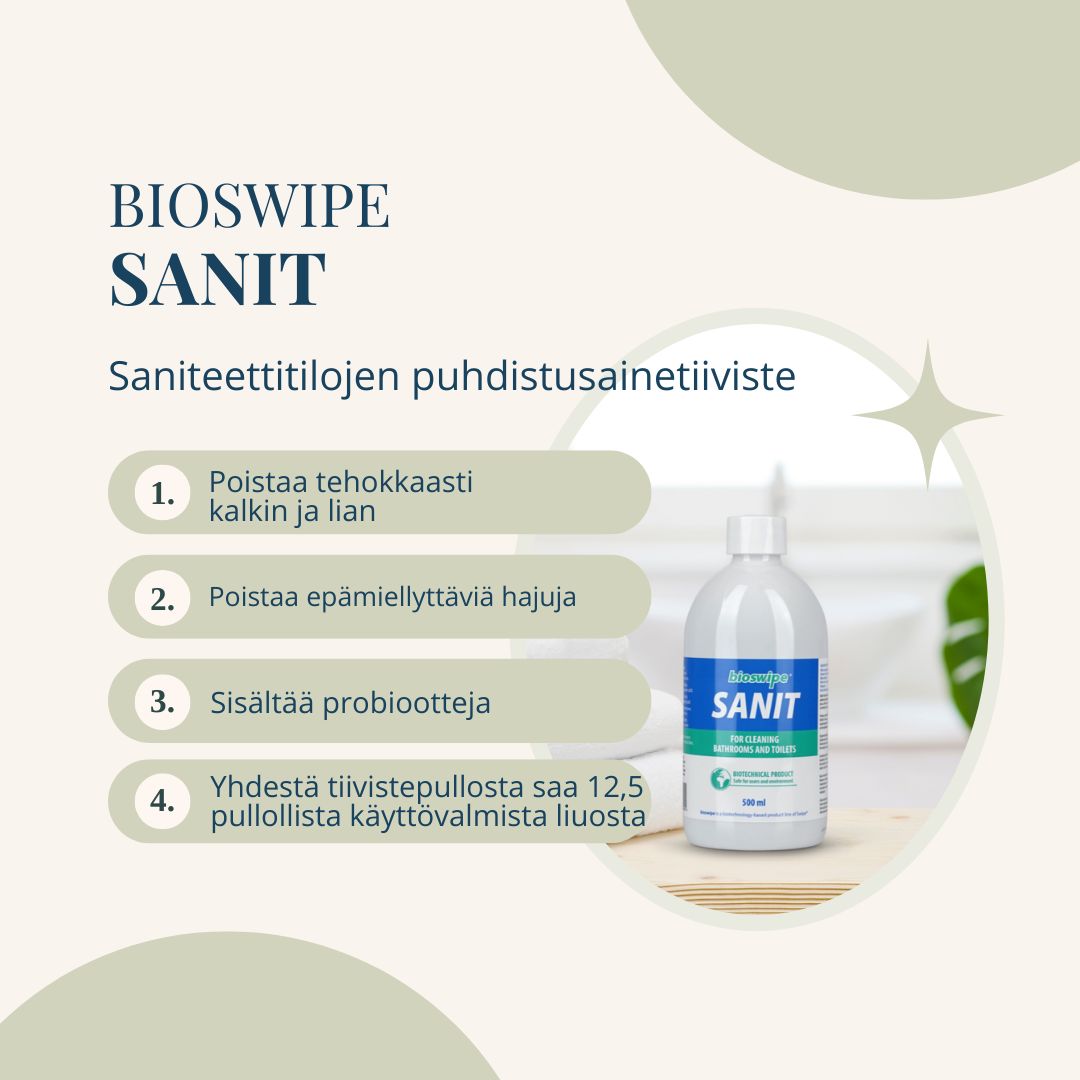 BioSwipe Sanit -saniteettitilojen puhdistusainetiiviste 500 ml